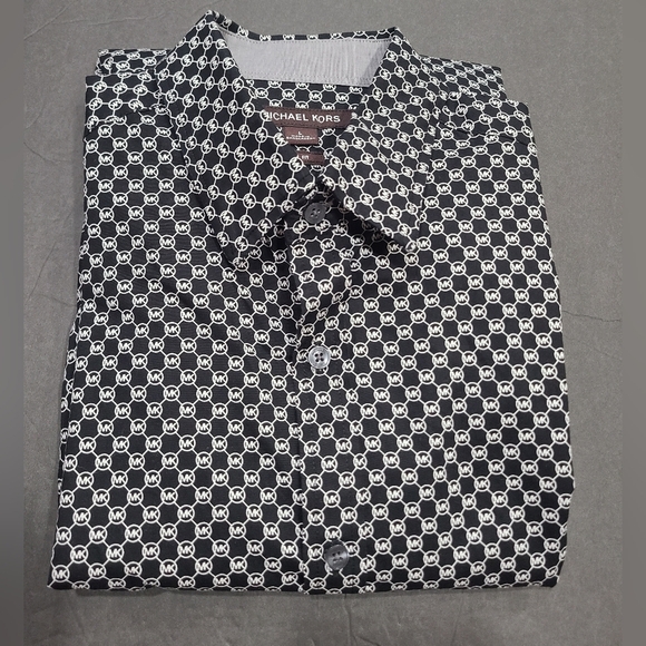 Michael Kors Black and White Men's  Logo Print Shirt Sz.L - Picture 1 of 7